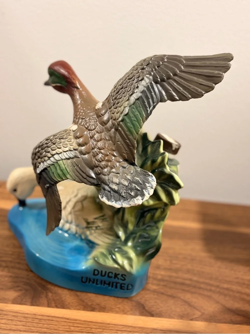 Ceramic Duck Decanter - Green and Blue Decorative Bird Bottle